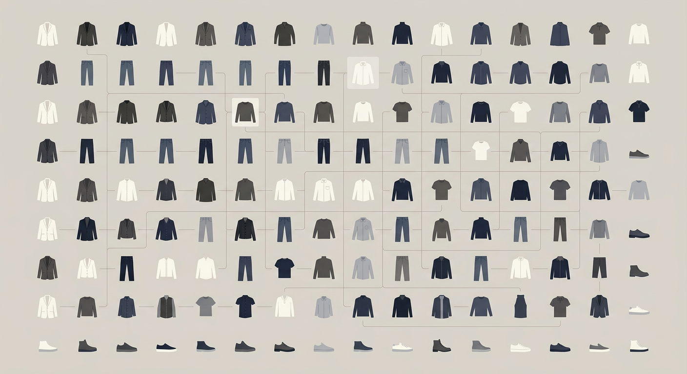 Structured fashion product grid representing catalog mapping and product intelligence